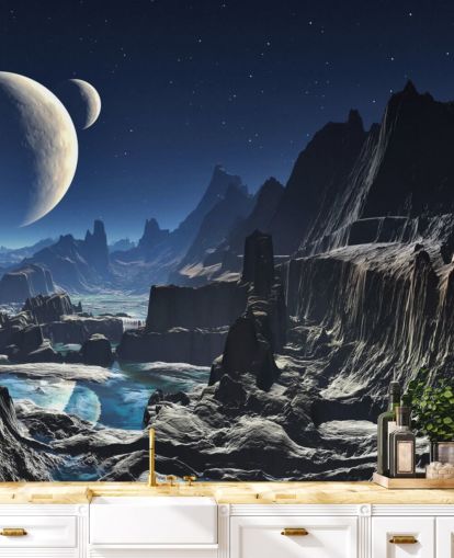 Mural Cañón extraterrestre iluminado por la luna