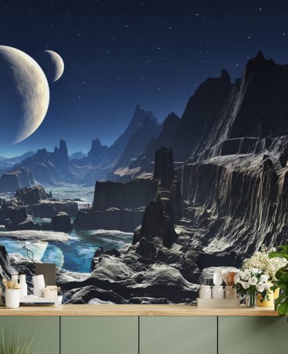 Moonlit Alien Valley Canyon Mural Moonlit Alien Valley Canyon Mural