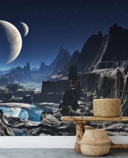 Mural Cañón extraterrestre iluminado por la luna