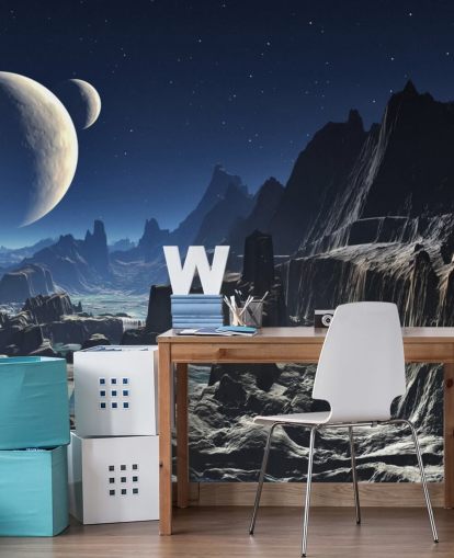 Maanverlichte Alien Valley Canyon Muurschildering