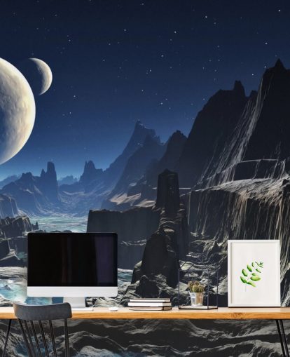 Moonlit Alien Valley Canyon -seinämaalaus