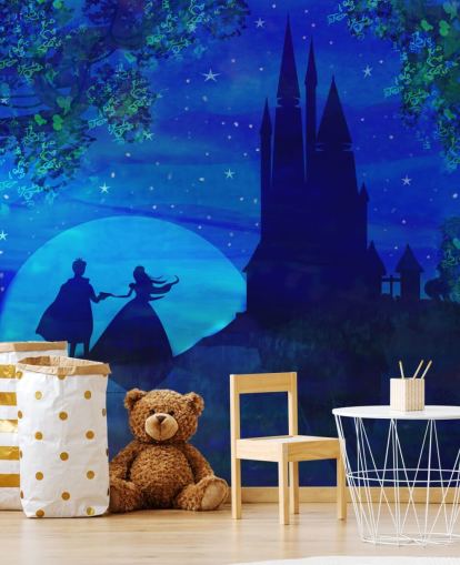 blue castle, prinzessin und prinz verträumt tapete
