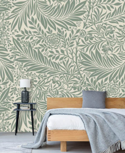 Papier peint à motif Larkspur en olive de William Morris
