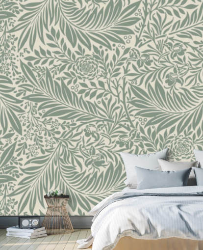 Papier peint à motif Larkspur en olive de William Morris