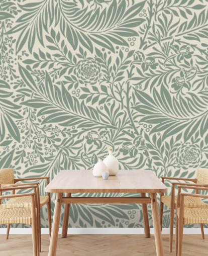 Carta da parati con motivo Larkspur in oliva di William Morris