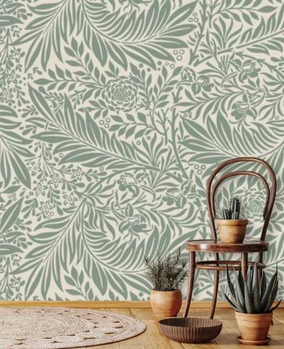 Larkspur mönster tapet i oliv av William Morris