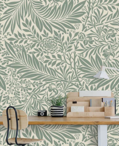 Papel pintado con estampado de larkspur en verde oliva de William Morris Papel pintado con estampado de larkspur en verde oliva de William Morris