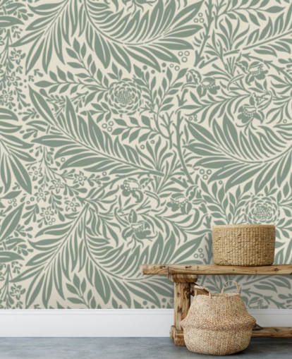 Larkspur mønster tapet i oliven af William Morris