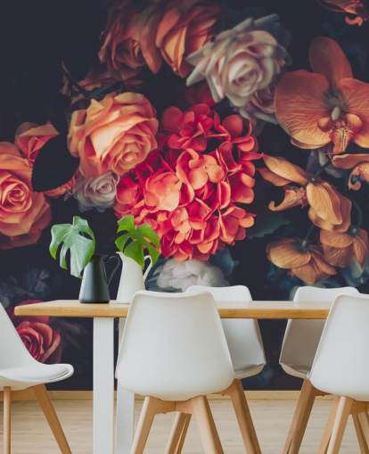 Vintage Blumen auf dunklem Hintergrund Wallpaper