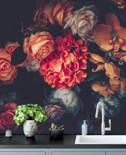 Fondo de pantalla de flores vintage sobre fondo oscuro Fondo de pantalla de flores vintage sobre fondo oscuro