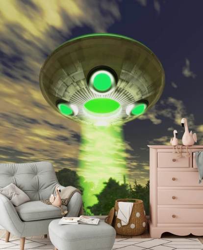 UFO over Woodland Wallpaper
