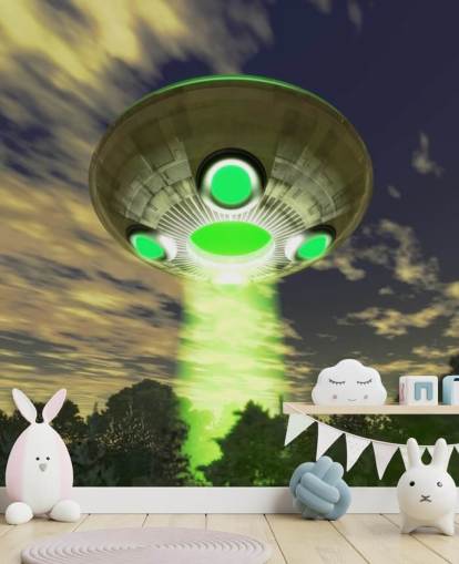 Carta da parati UFO over Woodland