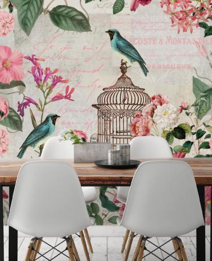 Vogelkooi behang muurschildering Vogelkooi behang muurschildering