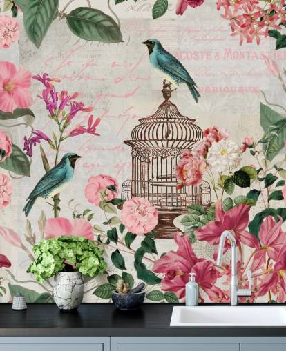 Papel pintado Jaula de pájaros Papel pintado Jaula de pájaros