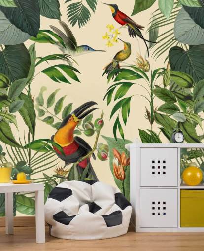 Peinture murale Oiseaux tropicaux dans une jungle par Andrea Haase
