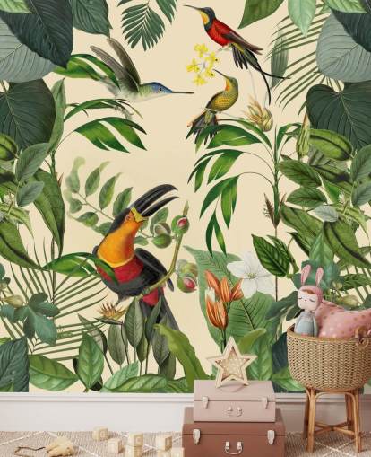 Mural Aves tropicales en la selva de Andrea Haase Mural Aves tropicales en la selva de Andrea Haase