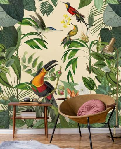 Tropical Birds in a Jungle Mural by Andrea Haase Tropical Birds in a Jungle Mural by Andrea Haase