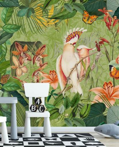 Kakadus und Schmetterlinge Wandbild von Andrea Haase Kakadus und Schmetterlinge Wandbild von Andrea Haase