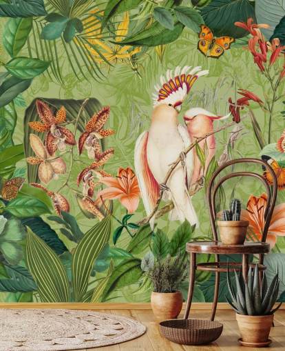 Kakaduer og sommerfugler Mural av Andrea Haase