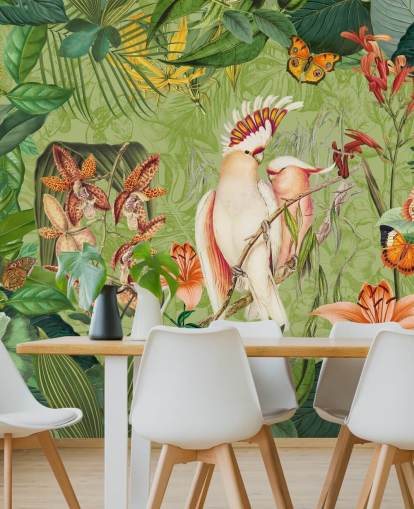 Mural de cacatuas e borboletas por Andrea Haase Mural de cacatuas e borboletas por Andrea Haase