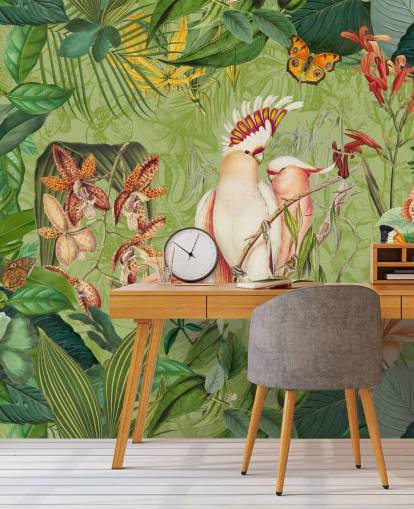 Decorazione murale con cacatua e farfalle di Andrea Haase