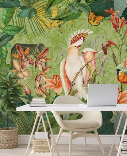 Mural de cacatuas e borboletas por Andrea Haase Mural de cacatuas e borboletas por Andrea Haase