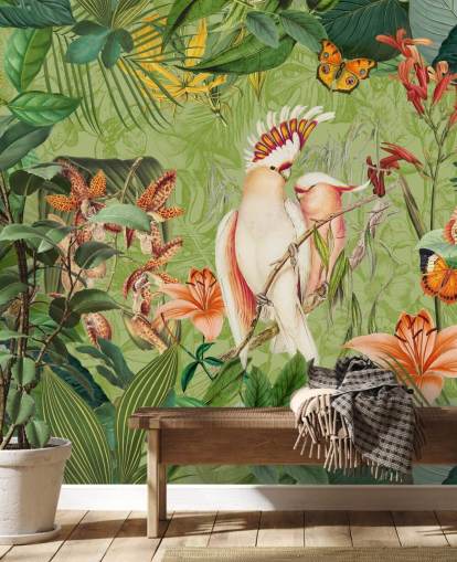 Murale Cacatoès et Papillons par Andrea Haase