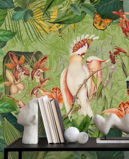 Kakaduer og sommerfugler Mural av Andrea Haase