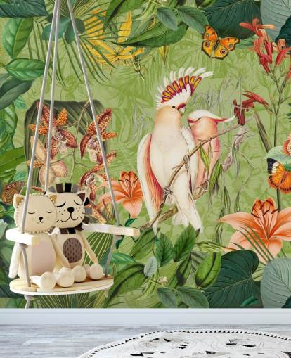 Kakaduer og sommerfugler Mural av Andrea Haase