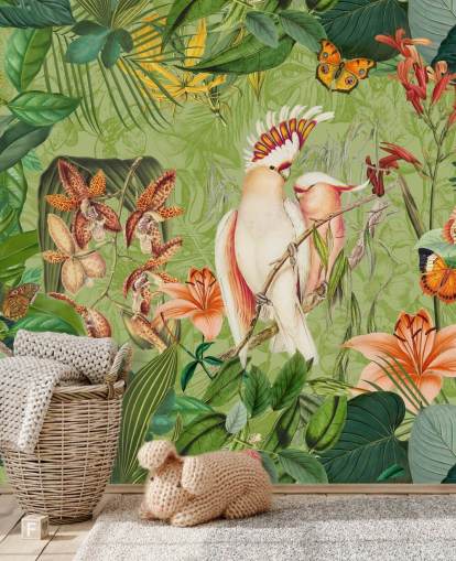 Kakaduer og sommerfugler Mural av Andrea Haase