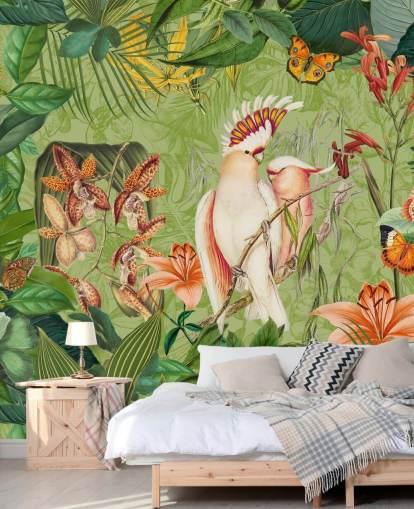 Murale Cacatoès et Papillons par Andrea Haase