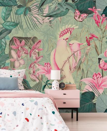Papel pintado Cacatúas rosas de Andrea Haase