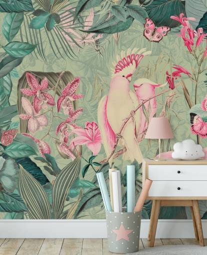 Rosa kakaduer Bakgrunn Mural av Andrea Haase