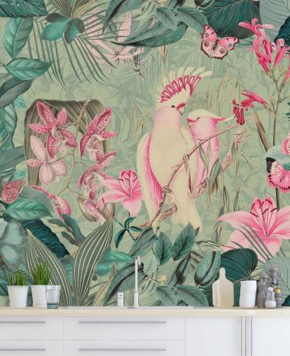 Andrea Haase Papier Peint Fresque Cacatoès Rose