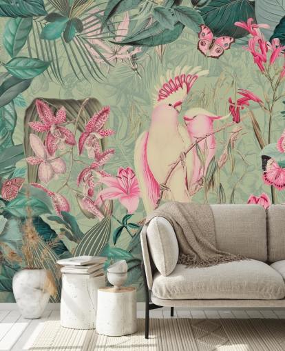 Papel pintado Cacatúas rosas de Andrea Haase Papel pintado Cacatúas rosas de Andrea Haase