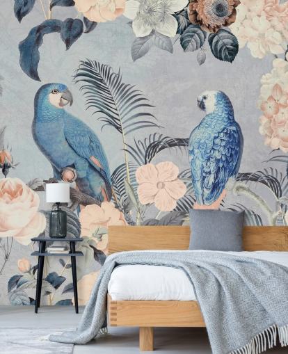 mural loros enamorados de Andrea Haase