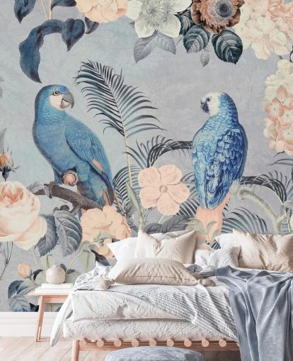 Decorazione murale con pappagalli innamorati di Andrea Haase