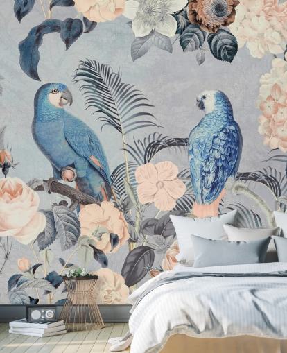 Decorazione murale con pappagalli innamorati di Andrea Haase