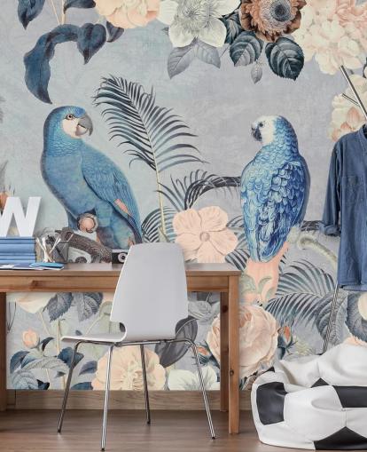 Decorazione murale con pappagalli innamorati di Andrea Haase