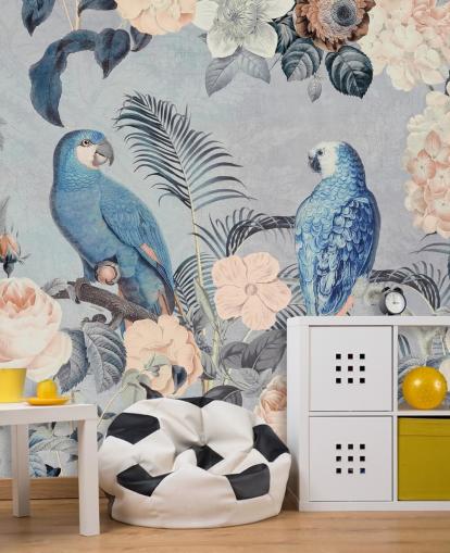 Decorazione murale con pappagalli innamorati di Andrea Haase