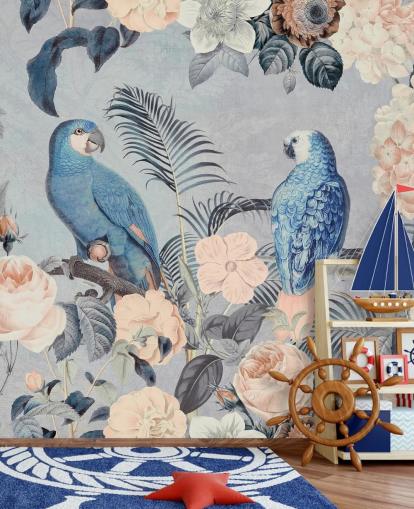 Parrots in Love Mural by Andrea Haase