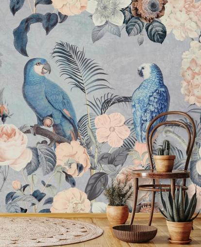 Decorazione murale con pappagalli innamorati di Andrea Haase