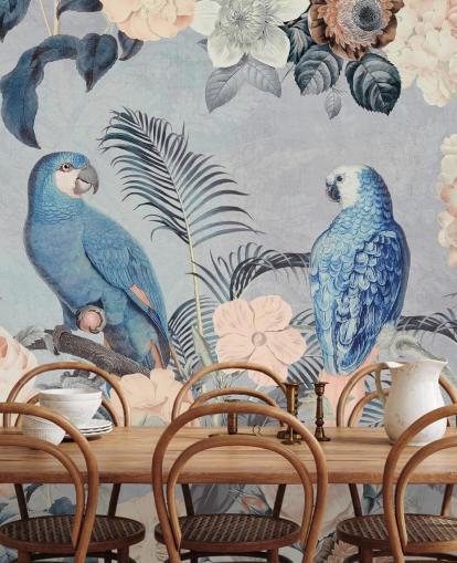 mural loros enamorados de Andrea Haase mural loros enamorados de Andrea Haase