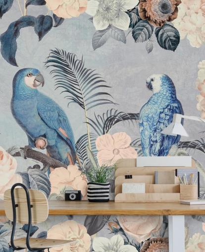 Decorazione murale con pappagalli innamorati di Andrea Haase