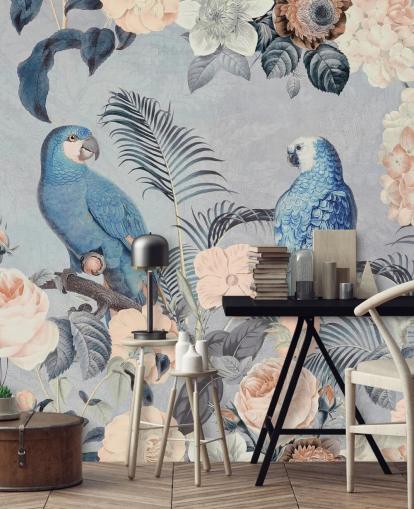 Parrots in Love Mural van Andrea Haase