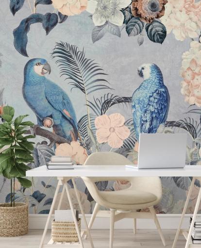 Decorazione murale con pappagalli innamorati di Andrea Haase