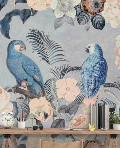 Parrots in Love Mural by Andrea Haase