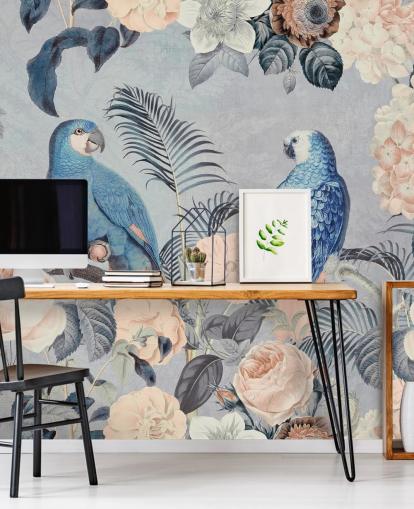 Parrots in Love Mural by Andrea Haase