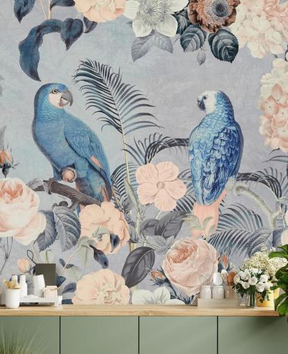 mural loros enamorados de Andrea Haase