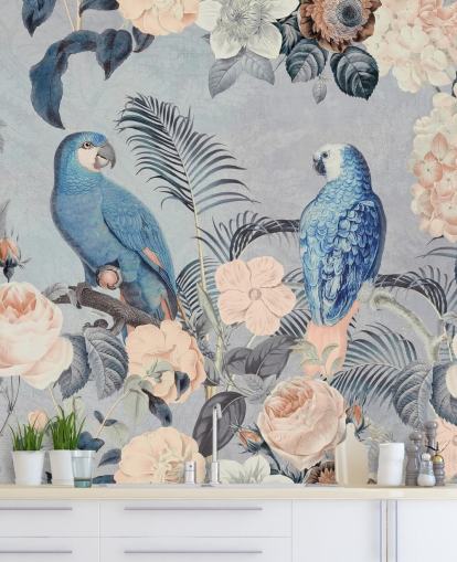 Verliebte Papageien Wandbild von Andrea Haase